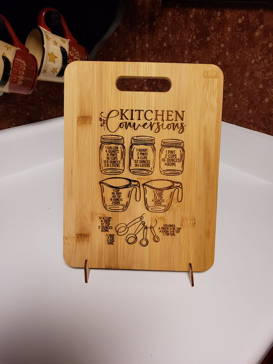 Bamboo Cutting Board with Kitchen Conversions